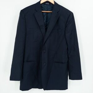 Saks Fifth Avenue Black Label Blazer 44R Italy‎ Ermenegildo Zegna Navy Pinstripe